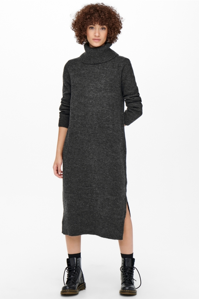 Only grijze dames jurk | Model vooraanzicht