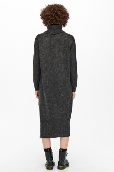 Only grijze dames jurk | Model achteraanzicht