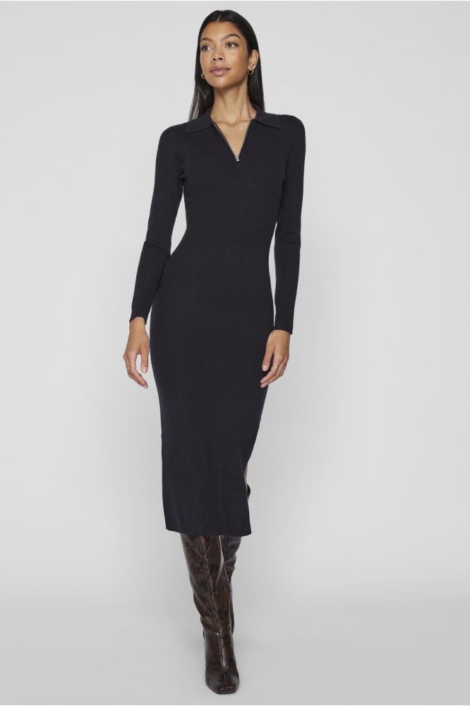Vila zwarte dames jurk | Model vooraanzicht