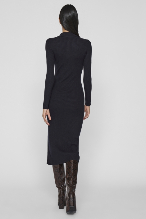 Vila zwarte dames jurk | Model achteraanzicht