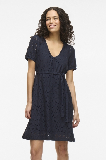 Vila Jurk VIAMALINA V-NECK S/S DRESS/PB 14104111 NAVY BLAZER