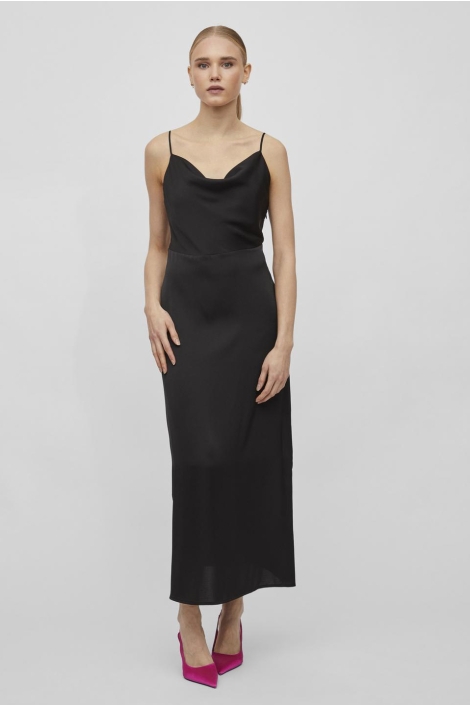 Vila zwarte dames jurk | Model vooraanzicht