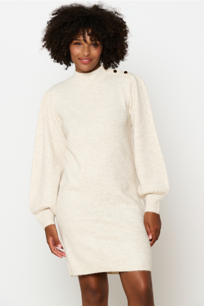 LolaLiza beige dames jurk | Model vooraanzicht