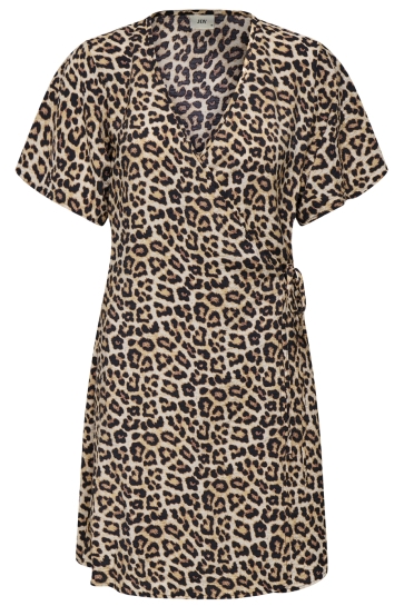 Jacqueline de Yong Jurk JDYTROYA LIFE S/S WRAP DRESS WVN DI 15350762 PUMICE STONE/02-25-29 NATURAL LEO