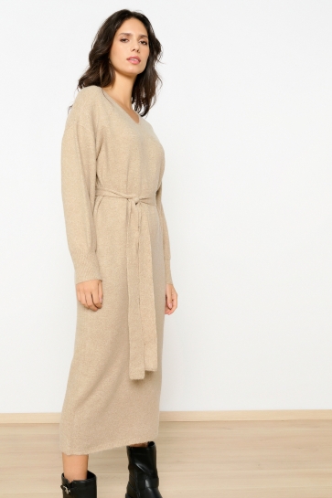 LolaLiza Jurk R SHIVER 08103519 TAUPE