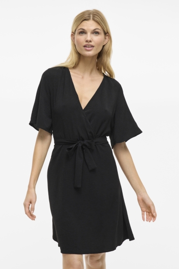 Vila Jurk VIJOSA 2/4 WRAP DRESS 14101657 Black Beauty