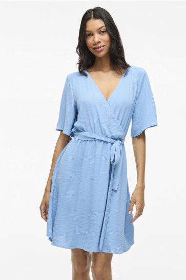 Vila Jurk VIJOSA 2/4 WRAP DRESS 14101657 BLISSFUL BLUE