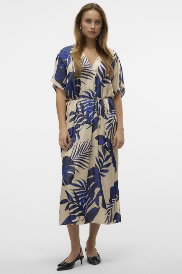 Vero Moda Jurk VMVINA WIDE 7/8 KAFTAN WVN GA 10327430 CLOUD DANCER/LEAF