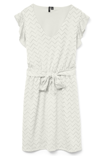 Vero Moda Jurk VMTHAS SL SHORT V-NECK DRESS JRS GA 10328126 SNOW WHITE