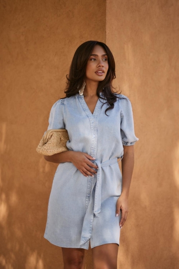 Freebird Jurk DAEL DNM TENCEL 25 2 1913 Light blue