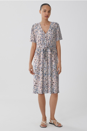 Vila Jurk VILIMIA V-NECK S/S SHIRT DRESS/PB/D 14106047 Winsome Orchid/Tuna