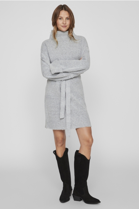 Vila grijze dames jurk | Model vooraanzicht