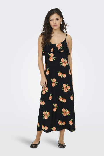 Jacqueline de Yong Jurk JDYSEZEN LIFE SINGLET MIDI DRESS WV 15351573 BLACK/PEACH