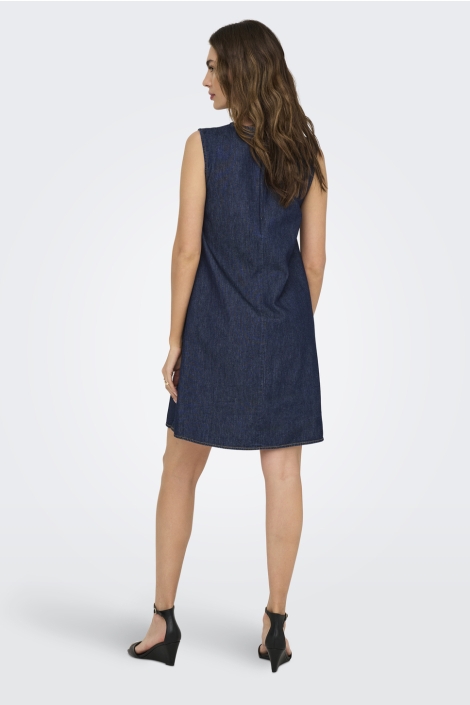 Jacqueline de Yong blauwe dames jurk | Model achteraanzicht