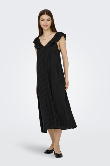 Jacqueline de Yong zwarte dames jurk | Model vooraanzicht
