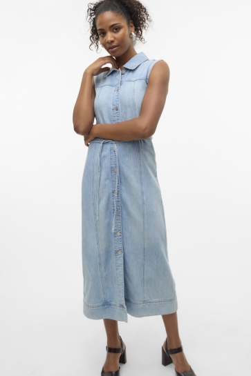 Vero Moda Jurk VMNENYA SL 7/8 DENIM VEST DRESS SI3 10331072 MEDIUM BLUE DENIM