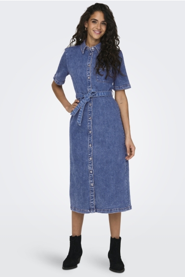 Only Jurk ONLLANA SS LONG DRESS DNM REA258 NO 15283308 Medium Blue Denim