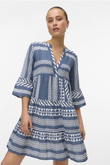 Vero Moda Blouse VMDICTHE 3/4 TUNIC WVN GA NOOS 10225127 CHINA BLUE/IBIZA SNOW
