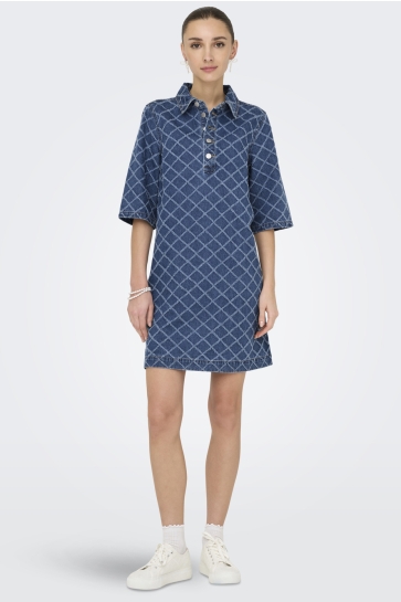 Jacqueline de Yong Jurk JDYBELLA-EMILIE SS DRESS DNM 15354269 Medium Blue Denim