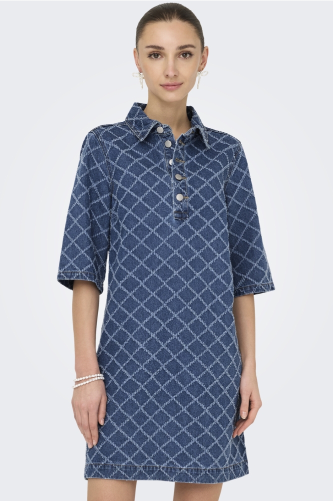 Jacqueline de Yong blauwe dames jurk | Model vooraanzicht