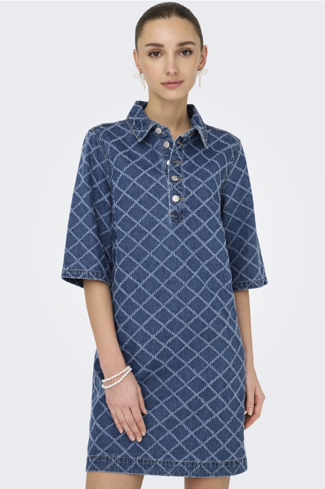 Jacqueline de Yong blauwe dames jurk | Model vooraanzicht