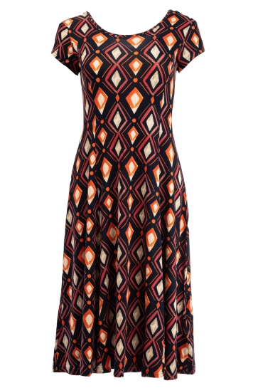 NED Jurk EVY LONG SS MARINE SMALL DIAMOND TRICOT 25S4 X1748 03 303 marine
