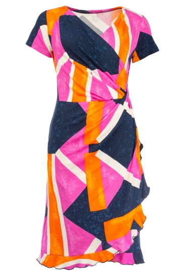 NED Jurk JENTE 98 MARINE ABSTRACT TRICOT 25S4 X1754 01 303 marine
