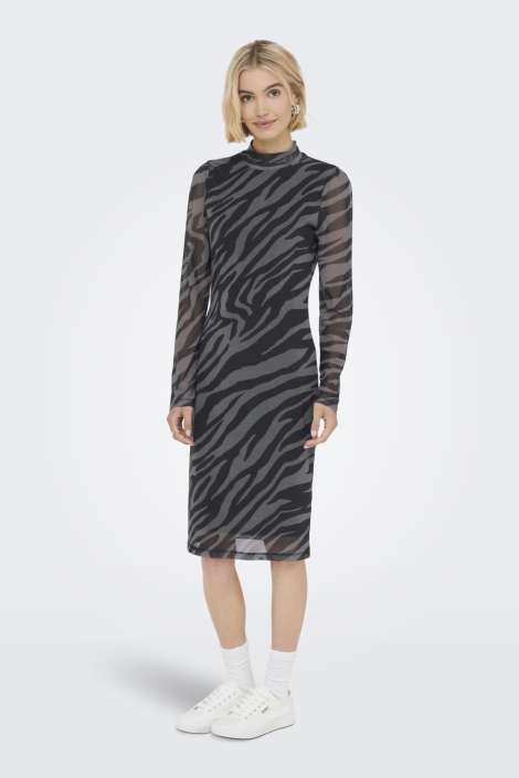 Only grijze dames jurk | Model vooraanzicht