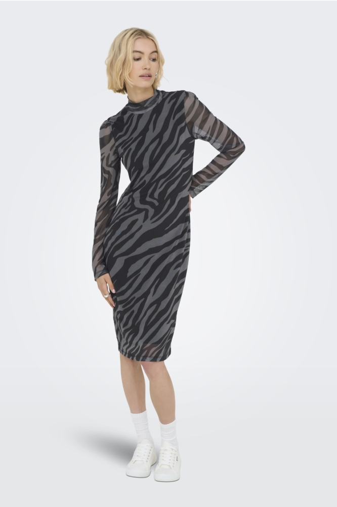 Only grijze dames jurk | Model vooraanzicht