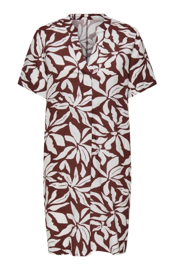 Only Jurk ONLSUSI LIFE SS V-NECK TUNIC DRESS 15357801 FIRED BRICK/GRAPHIC FLOWER