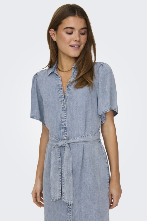 Only onlhelena ss belted dnm dress qyt