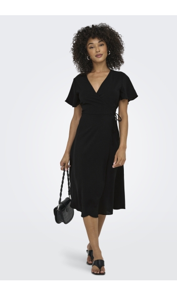 ONLCALI LIFE S/S MIDI WRAP DRESS WV 15269622 Black