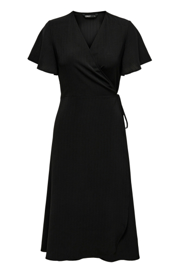 Only Jurk ONLCALI LIFE S/S MIDI WRAP DRESS WV 15269622 Black