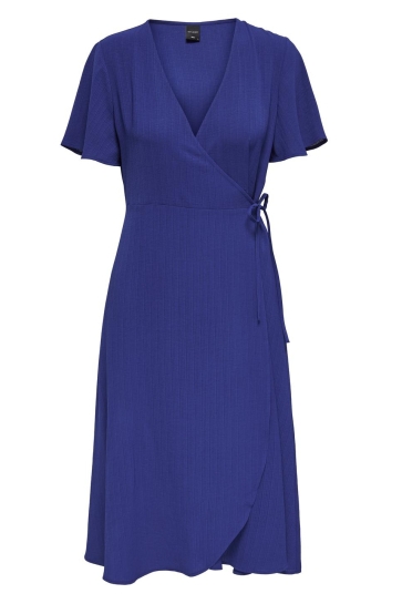 Only Jurk ONLCALI LIFE S/S MIDI WRAP DRESS WV 15269622 Mazarine Blue