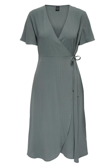 Only Jurk ONLCALI LIFE S/S MIDI WRAP DRESS WV 15269622 Balsam Green