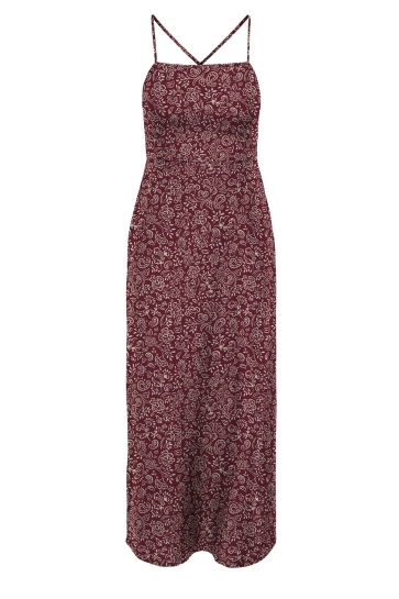 Only Jurk ONLJAKIRI LINEN STRAP MIDI DRESS WV 15357771 Sundried Tomato