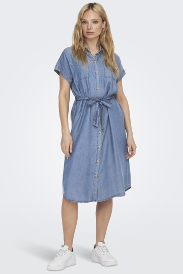 Only Jurk ONLPEMA HANNOVER SS DNM SH DRESS QY 15250429 MEDIUM BLUE DENIM