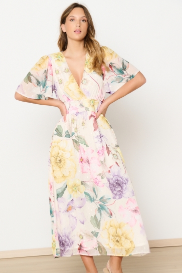 LolaLiza Jurk R SYENNA 08104005 1001 White/ Yell/ Lilac