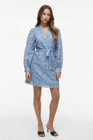 Vila Jurk VISINE L/S SHORT DRESS 14106078 BLISSFUL BLUE