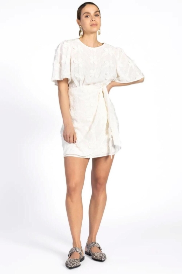 Aaiko Jurk CELINA EMBROIDERY VIS 671 114300 LES BLANCS