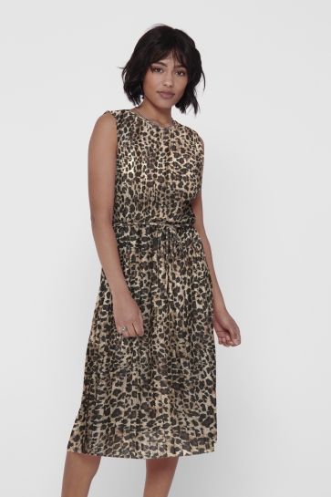 Only Jurk ONLELEMA S/L PLISSE DRESS BOX JRS 15201887 CARTOUCHE/JRS FURRY LEO