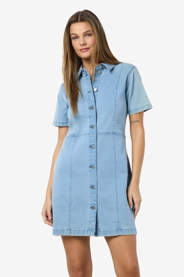 Noisy may Jurk NMNISA S/S SLIM DENIM DRESS VI533LB 27032701 Light Blue Denim