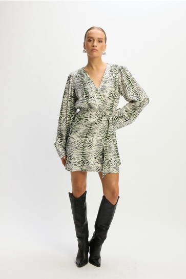 Refined Department Jurk WOVEN ZEBRA WRAP DRESS LISELLE R2505331693 950 ZEBRA