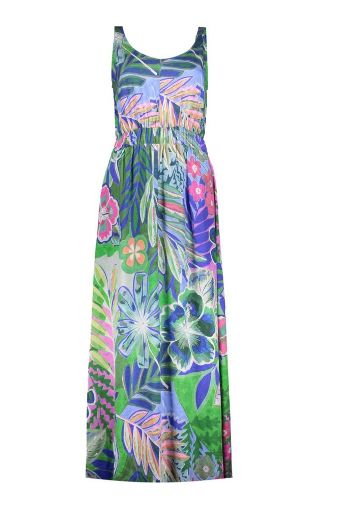 Geisha multi color dames jurk | Achteraanzicht