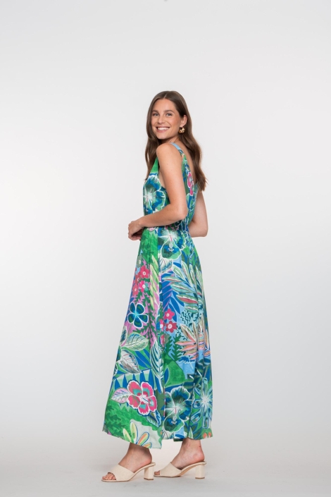 Geisha multi color dames jurk | Model zijaanzicht