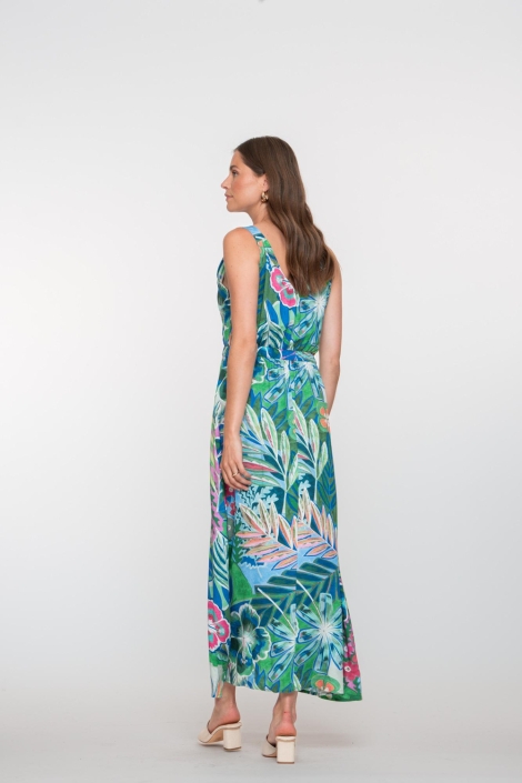 Geisha multi color dames jurk | Model vooraanzicht
