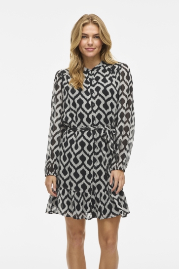 Vila Jurk VIFALIA L/S DRESS - NOOS 14107607 Black Beauty/RETRO BIRCH