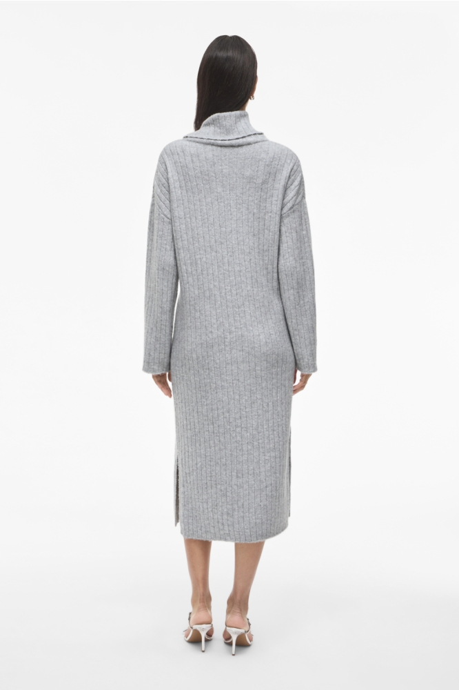 Vila grijze dames jurk | Model achteraanzicht