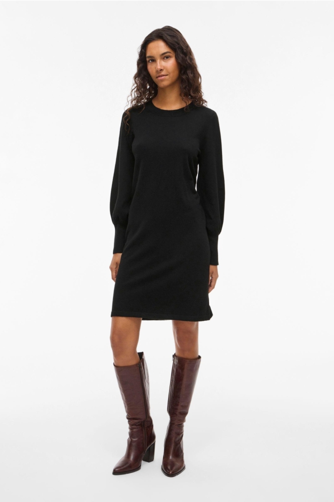Vila zwarte dames jurk | Model vooraanzicht