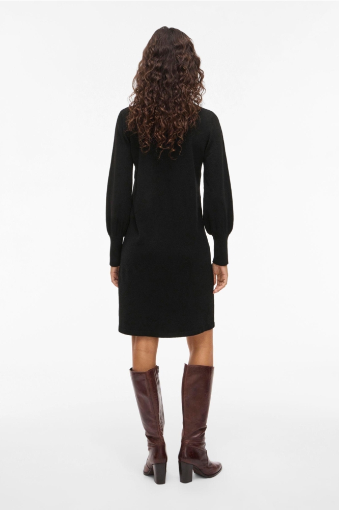 Vila zwarte dames jurk | Model achteraanzicht